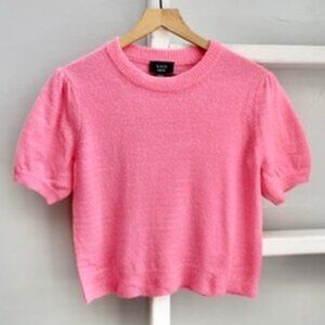 Vici Hot Pink Kayda Cropped Short Sleeve Knit Pullover Sweater Top Size Medium